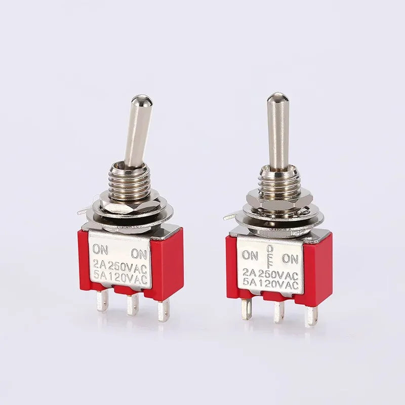 10pcs 6mm Miniature Switches Toggle Switch Single Pole Double Throw Mini Waterproof Cap Micro Switch ON-OFF-ON 6A