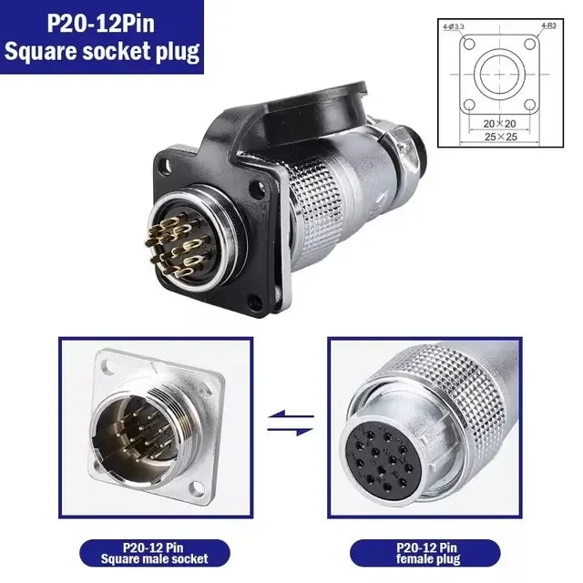 PLS20 Aviation Connector WS20 TP20 Opening Diameter 20mm 2/3/4/5/6/7/8/9/10/12 Pin Male Female Aviation Plug Aviation Socket