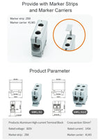 Aluminum Power Distribution Block WKL 50/95/150/240 mm² Cable Connector Din Rail Terminal Block Box WKL50/WKL95/WKL150/WKL240