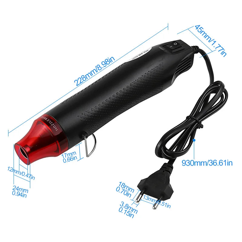 110V/220V Mini Heat Gun Hot Air Gun for Crafts Epoxy Resin Shrink Wraping, US/EU Plug, Multiple Colors Available
