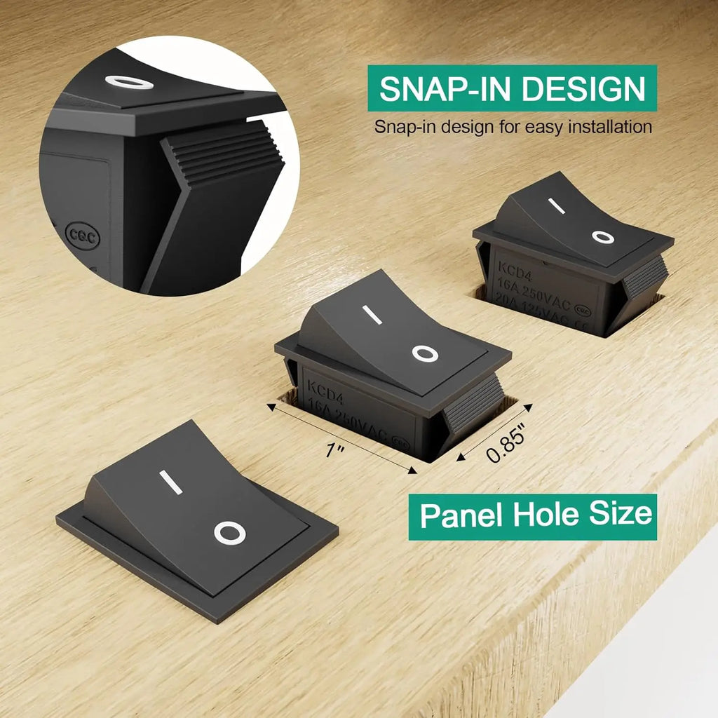 3PCS KCD4 Rocker Switch 4Pin 2 Position DPST On Off Black Mini Boat Rocker Switch 20A 125VAC 16A 250VAC Square Toggle Switches