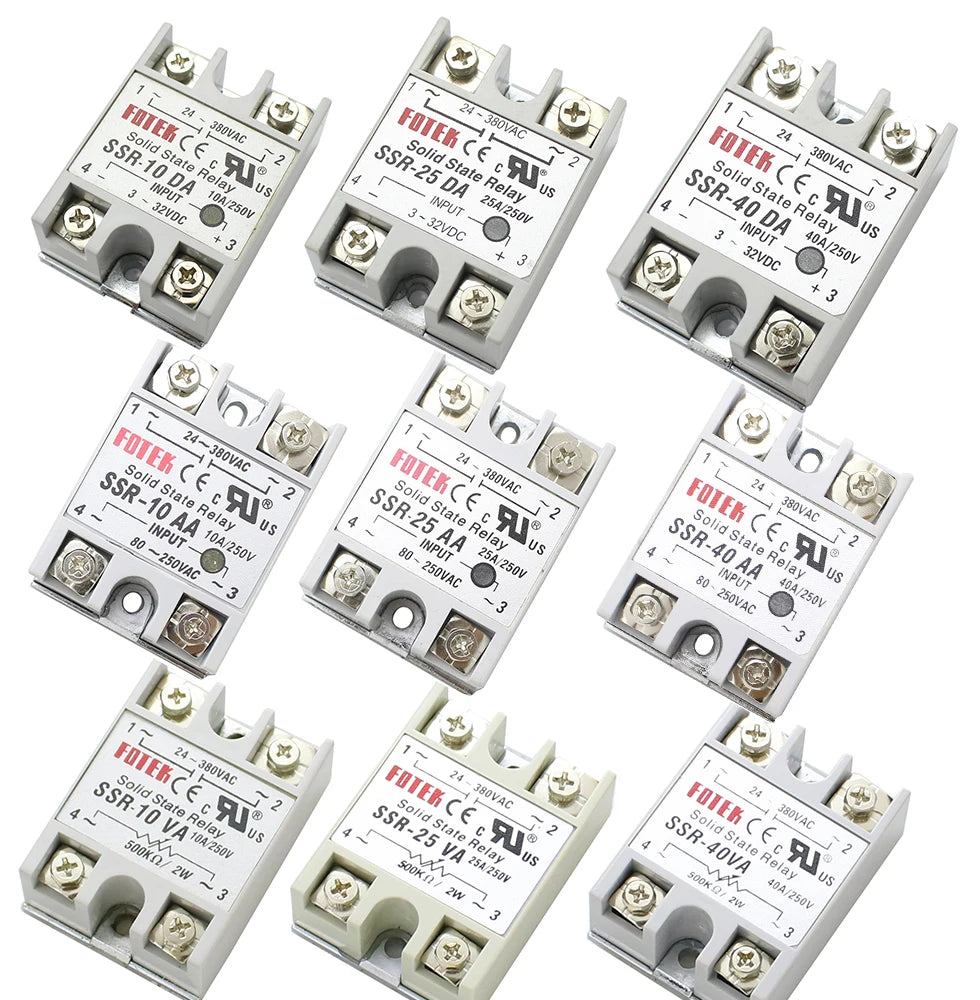 SSR-10 25 40 50 60 75 80 100DA DC Control AC SSR White Shell Single Phase Solid State Relay Without Plastic SSR-25DA SSR-40DA