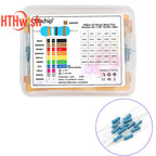720pcs/set 1UF-470UF Electrolytic Capacitor Kit + 10Ω~1MΩ 1/4W Metal Film Resistor Assortment Set for DIY Electronic Repair