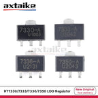 50PCS HT 7330-A 7333-A 7336-A 7350-A SOT-89 3V 3.3V 3.6V 5V 250mA 30V SMD LDO Regulator IC Transistors HT7350-1 HT7330