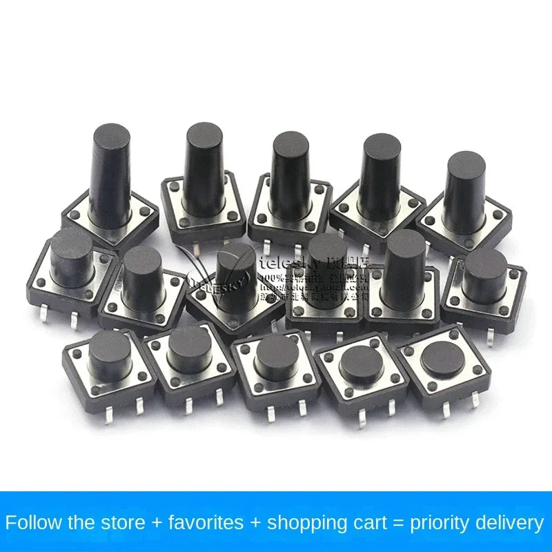 20PCS 12x12mm X4.3/5.5/6/7/8/9/10mm Micro Push Tact Switch 4pin Touch Button Mini Tactile Pushbutton Toggle Pcb Momentary Switch