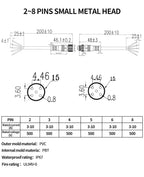 5/20Pcs M12 Metal Waterproof IP68 2/3/4/5/6/8 Pin Power Cable Wire Plug IP68 for LED Strips Male Female Connector 20CM