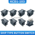 5PCS KCD2 203 6P black three position toggle switch  6A/250VAC 10A/125VAC (on / off / on) rocker switch 1011