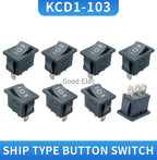 5PCS KCD2 203 6P black three position toggle switch  6A/250VAC 10A/125VAC (on / off / on) rocker switch 1011