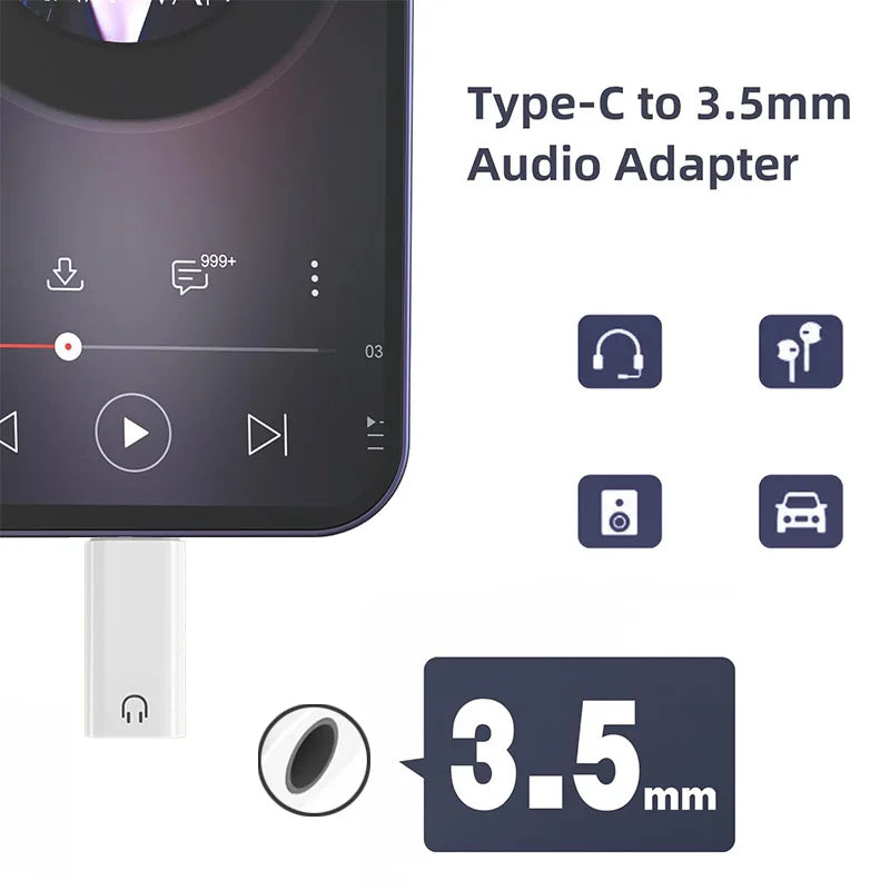 USB C to 3.5mm Earphone Adapter Audio Converter Jack for iPhone 15 Samsung Type-C Headphone Connector 3.5mm Jack USB C
