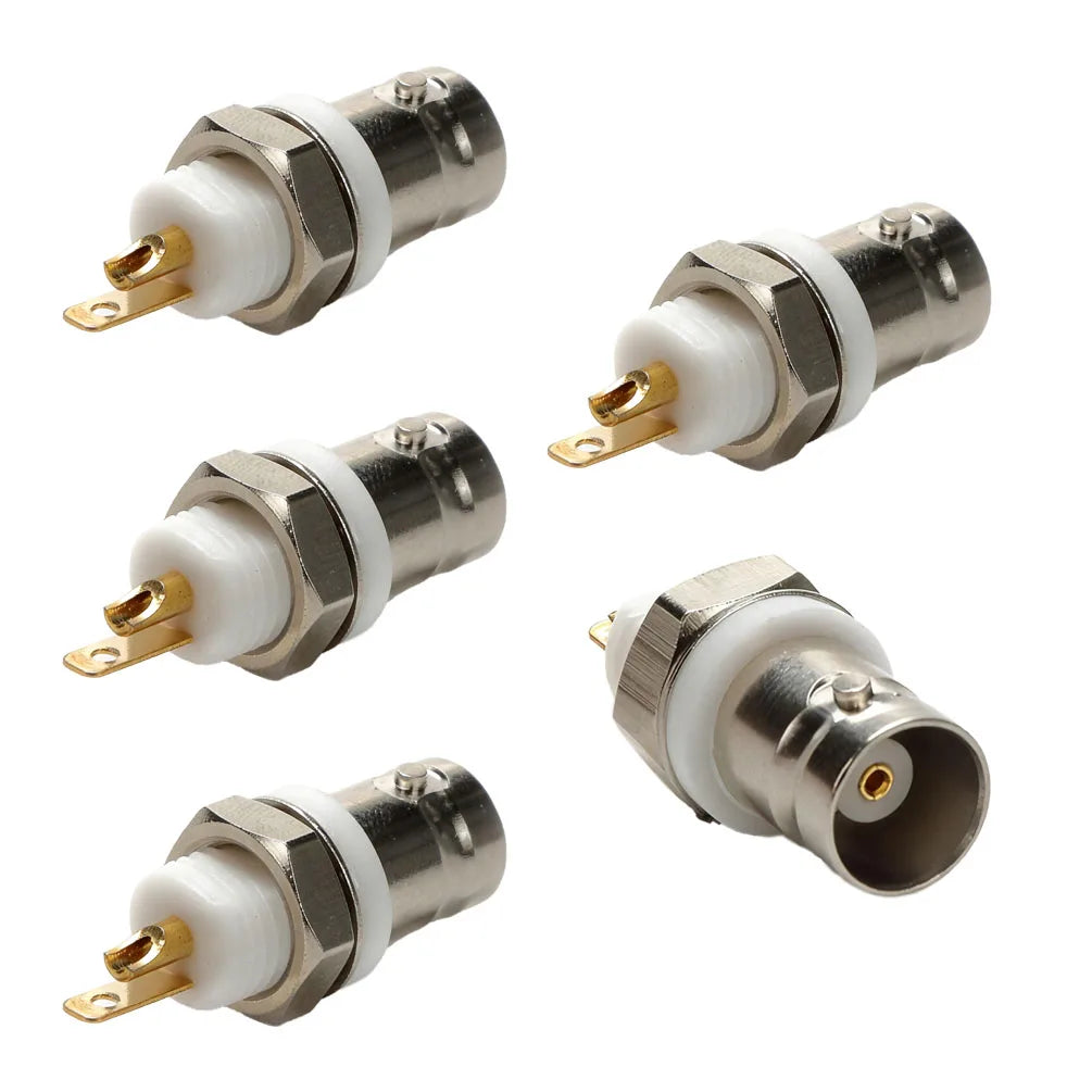 5PCS 50 Ohm White Insulated BNC Connector - Panel Mount Female Socket for CCTV, Video Test Equipment & RF Coaxial Adapter