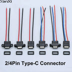 YanXi 2/5/10PCS 2Pin 4Pin Type-C Waterproof Female Connector Fast Charger Charging Interface USB Port Socket With Cable