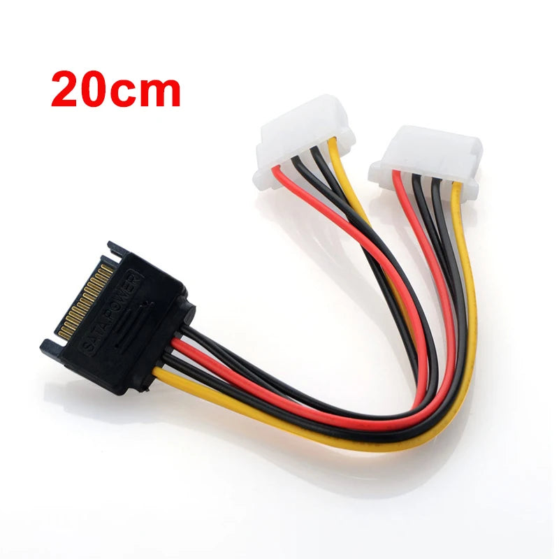 1/2/5pcs SATA 15pin Male To IDE Dual 4Pin Molex Female Serial ATA Hard Driver Power Cable  Y Splitter Extension Cord Connector