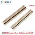 10pcs 2x50P 1.27mm RA Pin Header 0.05" PCB Right Angle Male Header Breakaway 90D Double  Row Golden-Plated Strip Connector