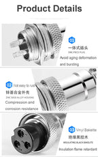 GX12 Female Plug Socket Waterproof M12 Circular Aviation Connector 2Pin 3Pin 4Pin 5Pin 6Pin 7Pin 1m 2m Extension Cable Wire