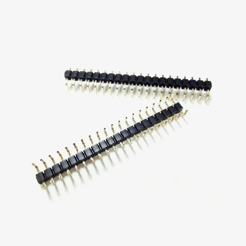 10pcs 2.54mm/2.0mm U Shape Single Row 1x40P Right Angle RA DIP Connector Button Entry Gold Breakable PCB Jumper Male Pin Header