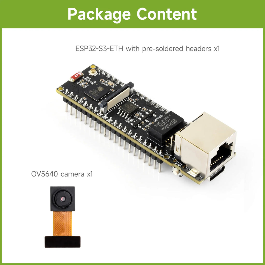 Waveshare ESP32-S3 ETH Development Board, Optional For PoE Module And Camera Module, Onboard TF Card Slot, Camera Interface