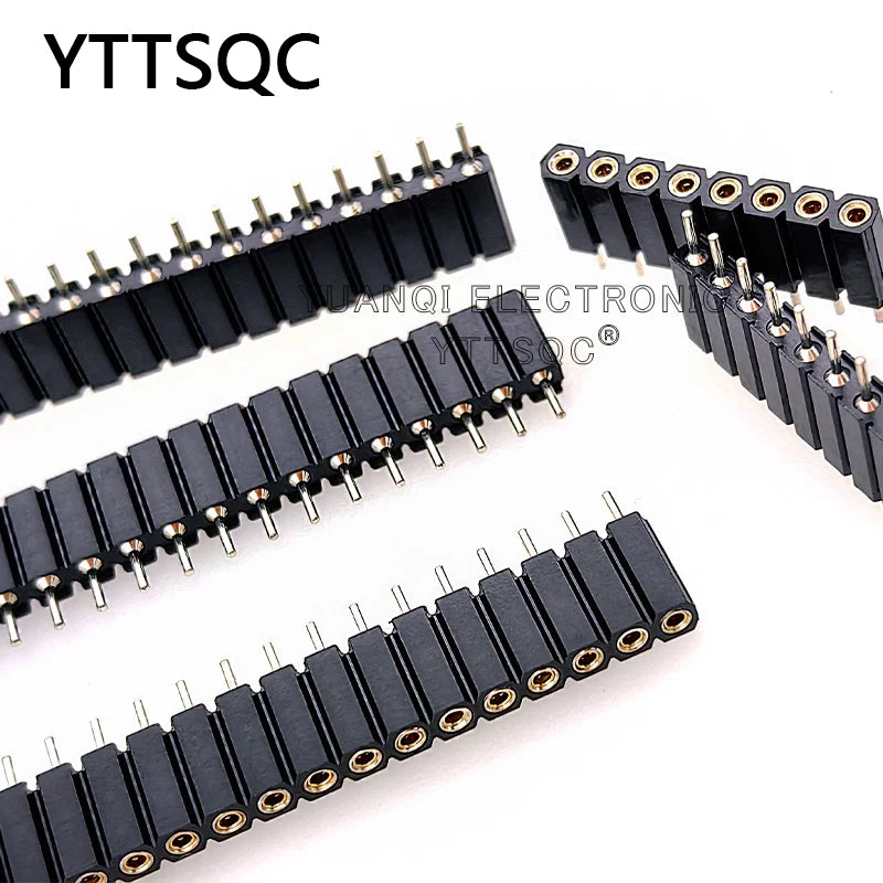 1P-40P 2.54mm PH7 Round Hole Straight Pin Single Row 0.1" Breakable Stackable PCB IC Crystal Transistor Female Tin Header Socket