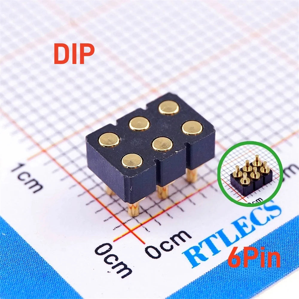 5Pcs Target PAD Connector 2.54 Grid 4 6 8 10 12 14 16 20 Pole Female Spring Pogo Pin Header Socket Power Charge DIP SMD Dual Row