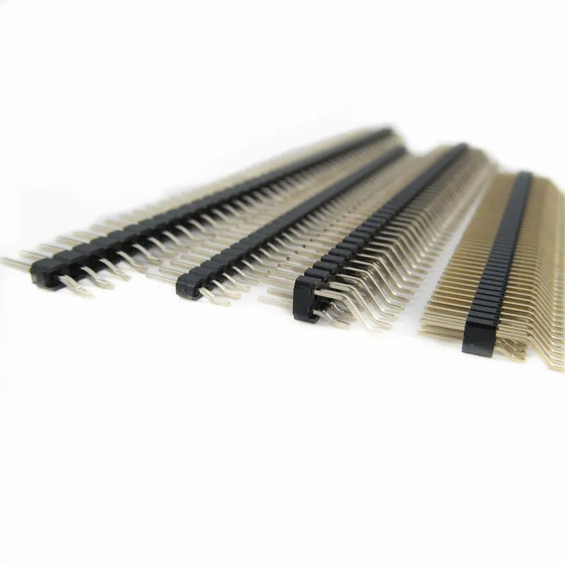10pcs 2.54mm Pin 1X40P R1 R2 Right Angle SMD SMT Board Spacer Single Row Gold PCB Male Berg Strip Pin Header Connector
