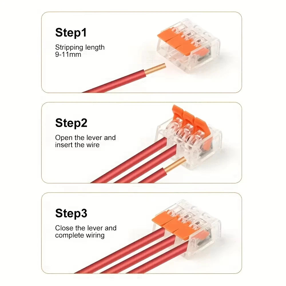 Quick PlugIn Multi Port Universal Orange Wire Connector Terminals Two Hundred Fifty Volt Thirty Two Amp Electrical Connectors