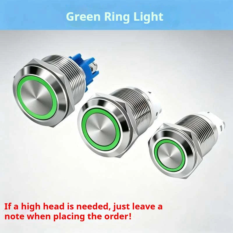 16/19/22MM Push Button Switch Screw Terminal Self-locking Latching Momentary Metal Black 12/24/220V Waterproof Power Start Stop