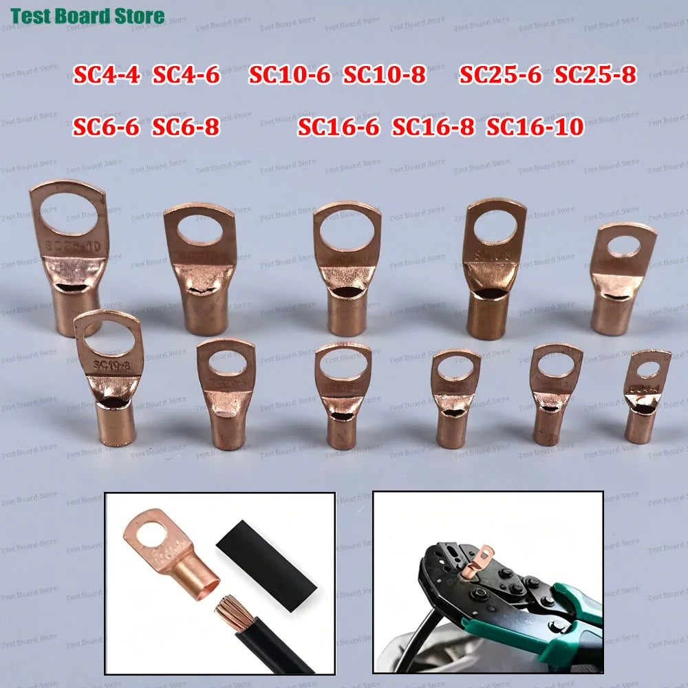 10/20/50pcs Copper Lug Ring Wire Connectors Bare Cable Electric Crimp Terminal SC4-4 SC6-6  SC10-6 SC10-8 SC16-6 SC25-8 SC25-10