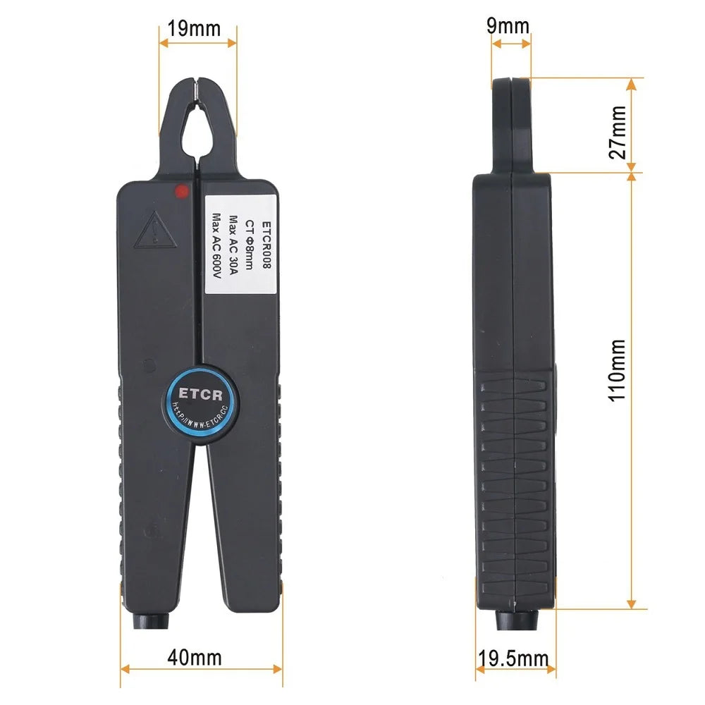 ETCR008 ETCR014 Sharp Nose Clamp Current Sensor AC Leakage Phase Power Energy Transducer Turn Ratio 2500:1 CT Technology