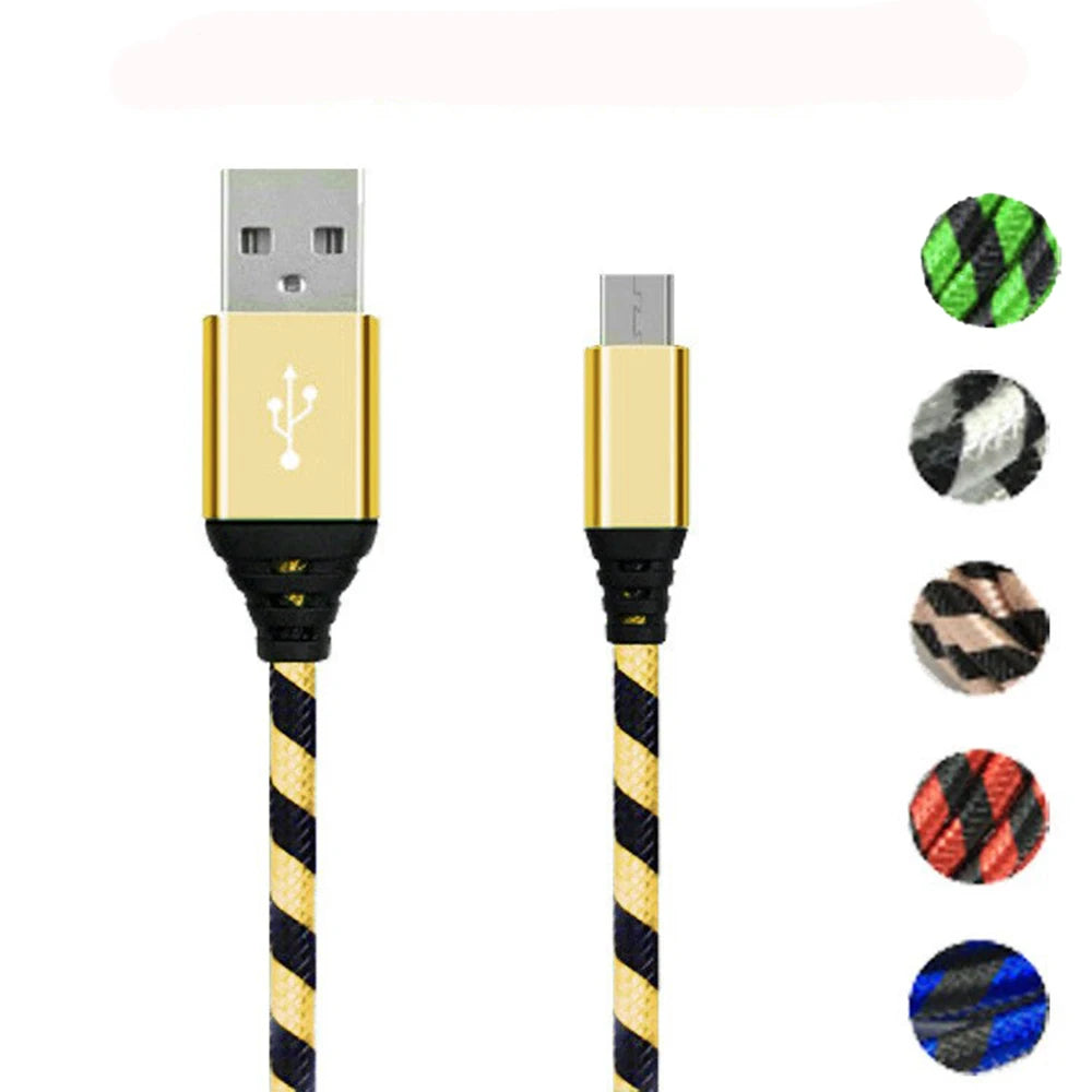 Nylon Braided Wire Charger Cable Micro USB Cable Date Sync 2A Fast Charging For Samsung A3/A5/A7A Huawei Android Mobile Phone