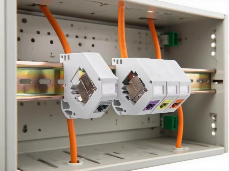 Housing Din-Rail Mounting RJ45 Keystone Jack Holder For Module Labeling Field Earth Spring IP20 Dust-Proof Laptop Box