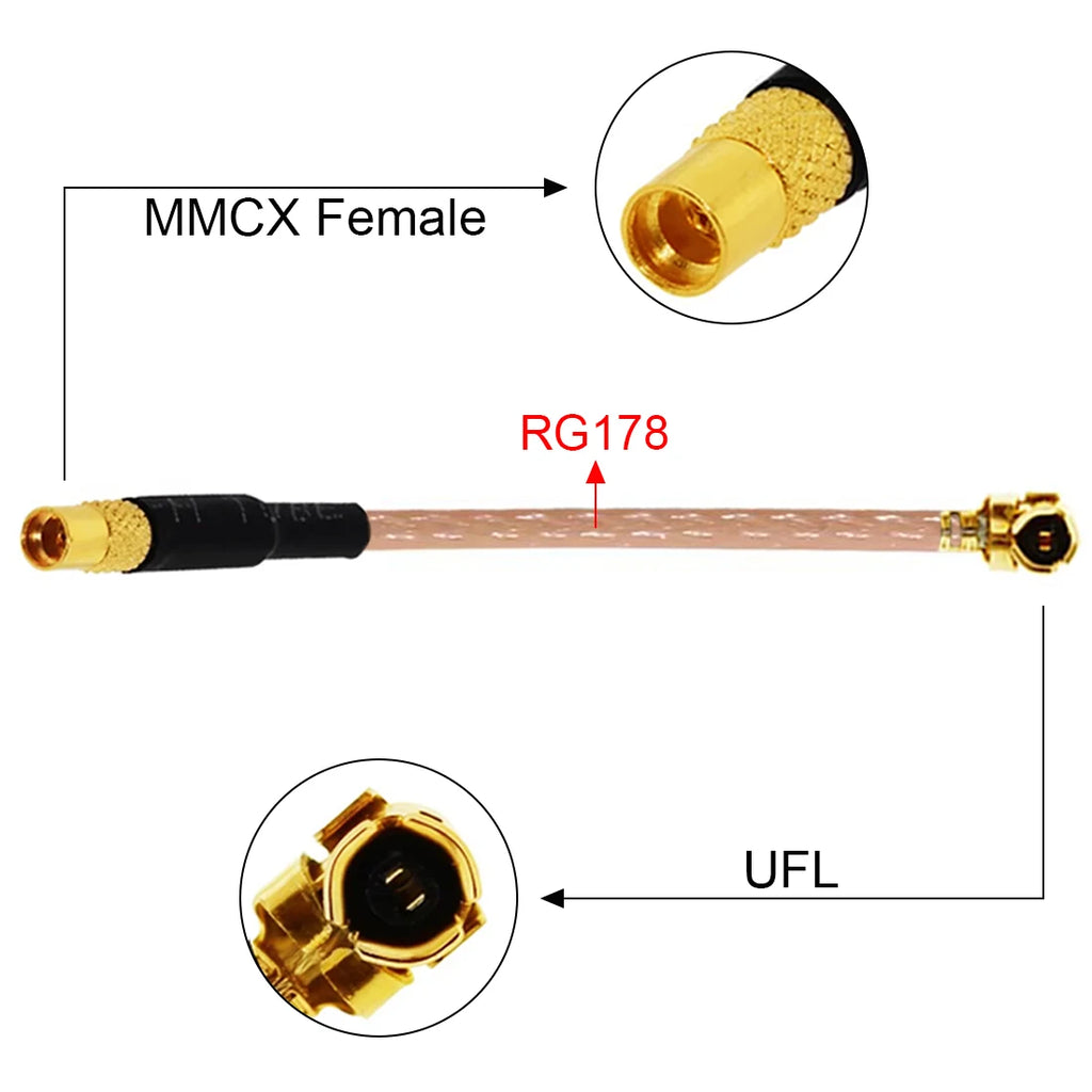 1PC MCX /MMCX Plug Jack Connector to UFL Pigtail Cable Adapter RG178 10cm For Wireless Modem