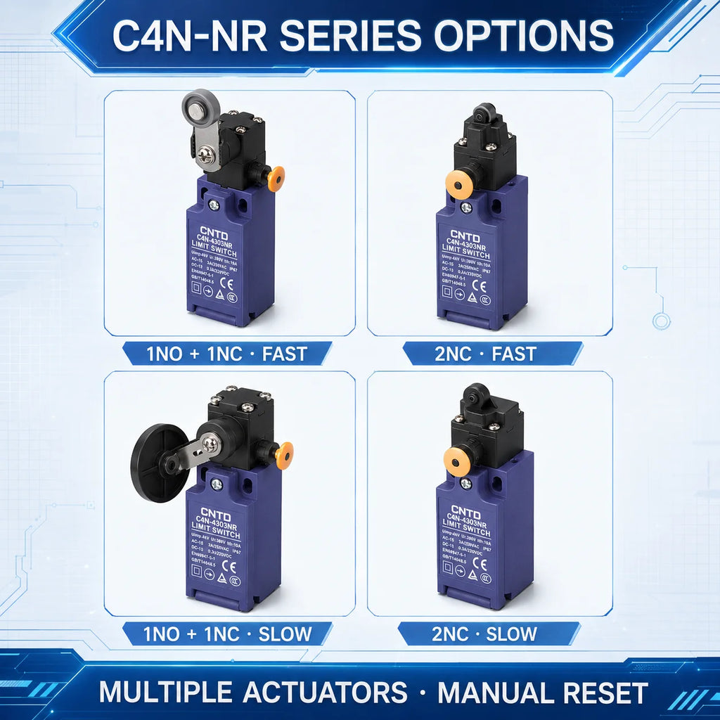 CNTD C4N‑NR Series vertical safety Micro Limit Switch IP65 Waterproof and dustproof Silver contact Safety Interlock C4N-4304NR
