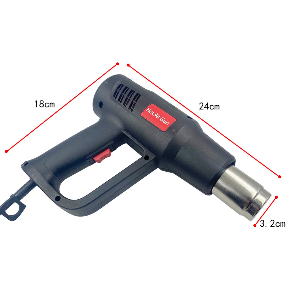 LEFAVOR 2000W Electric Hot Air Gun 220V Industrial Dual Wind Speed Temperature Controlled Building Hair Dryer Heat Gun Nozzle