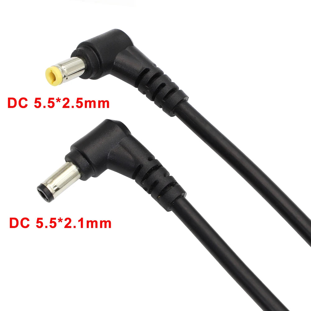 30cm DC Power Cord 5.5*2.1 / 5.5*2.5 Male Plug Connector Charging Cable 90 Degree Right Angle Adapter Power Extension Cord DIY