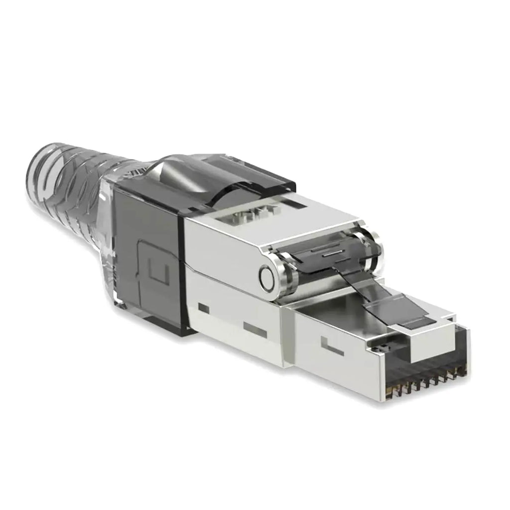 ZoeRax 10Pcs RJ45 Cat8 Cat7 Cat6a Connectors, Tool-Free Zinc Alloy Shielded Ethernet Termination Plugs for 23AWG SFTP Cables