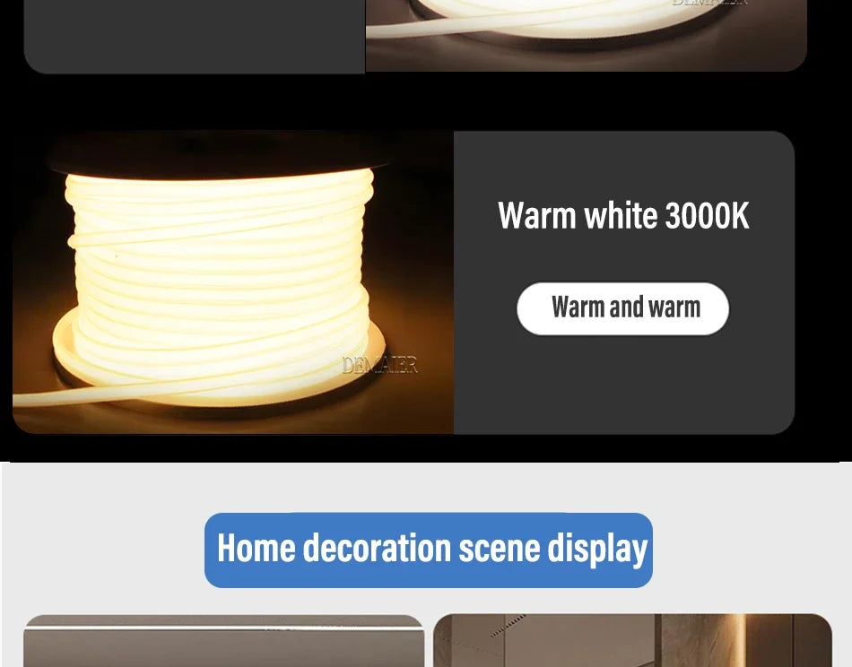 1M-50M 220V COB LED Strip Dimmable 360LEDs/m EU Plug Kitchen Home Room Decoration Flexible Ribbon for Outdoor Garden Lighting