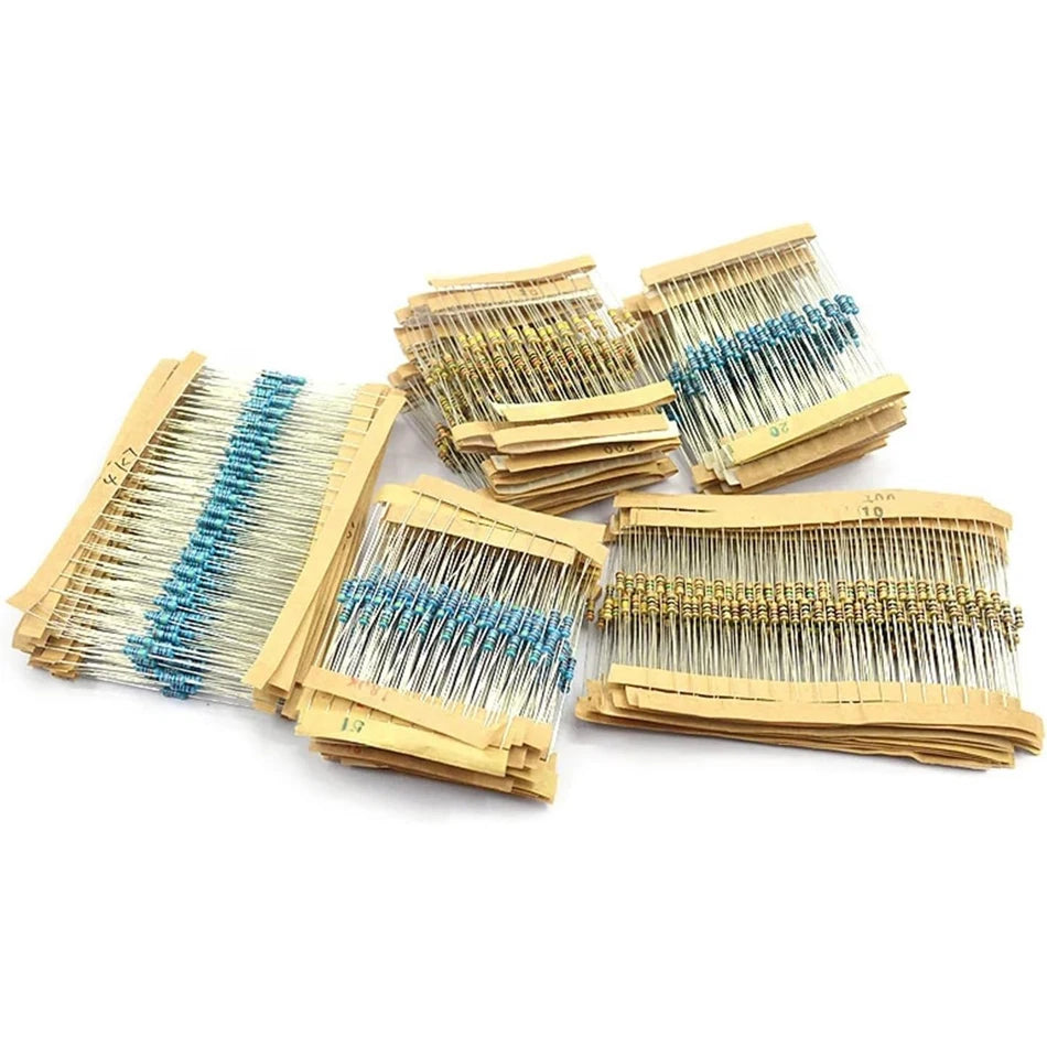300/600/820pcs Resistor Kit 10 Ohm-1MOhm Resistors 1/4 W ±1% Carbon Film Single Resistor Electrical Electronics 30/41 value