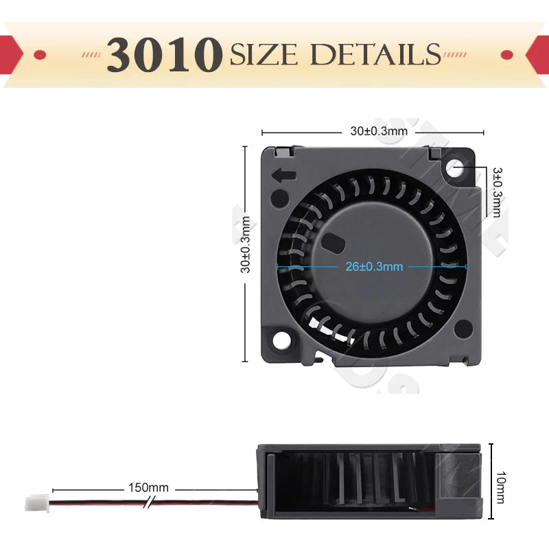 Gdstime 5015 24v Fan 4010 Snail Fan 2PIN DC 5V 12V 3D Printer Mini Fan 7015 7530 Cooling Fan 3010 5020 Turbo Fan Radial Cooler