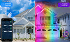 150ft Smart Permanent Outdoor Lights 90LED RGB String Lights IP67 Waterproof Eaves Light with Alexa & Google for Halloween Decor