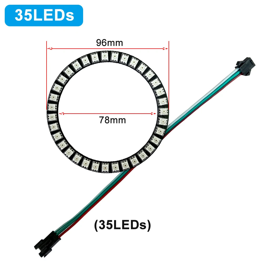 DC5V 12V WS2812B SK6812 Luces Led Ring Smart 5050 RGB BuiIt-in IC 3Pin Individually Addressable Pixel Round Modules Light