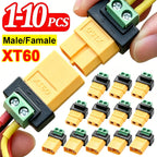 XT60 Solderless Connector Male/Female To 2Pin Screw Terminal Adapter Portable XT60 Bullet Connector Power Plug for RC Planes
