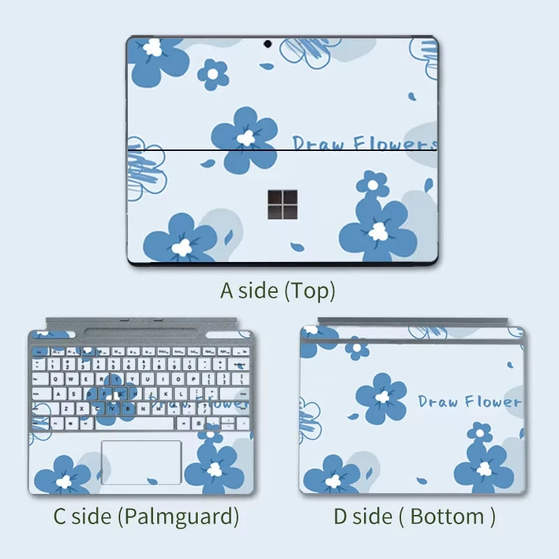 Color Printing Pattern Sticker  For Microsoft Surface Pro 7/6/5/4/3 9/8X Go 2 Back Cover Body Decal Skin Protector keyboard 10
