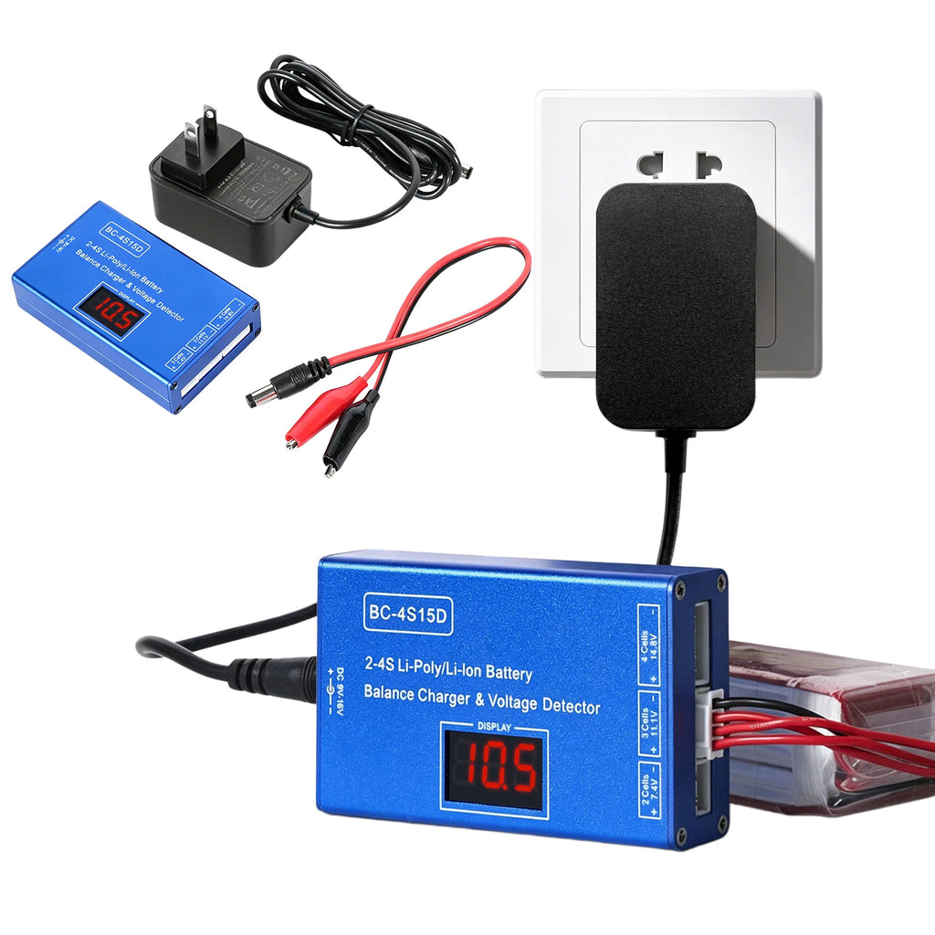 BC-4S15D Lipo Battery Balance Charger with Voltage Display Screen Lithium Lipo RC Balance Charger for 2-4S RC Batteries