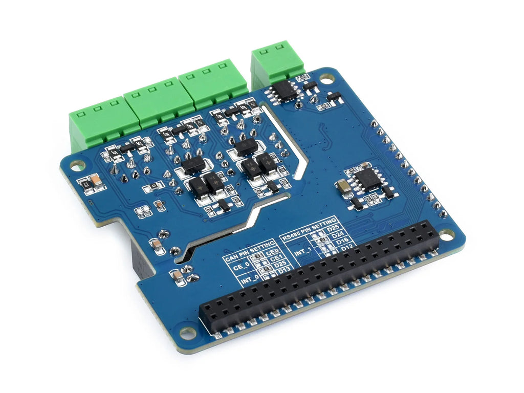 Waveshare Isolated RS485 CAN HAT (B) For Raspberry Pi, 2-Ch RS485 and 1-Ch CAN, Canbus, for Raspberry Pi 5/4B/3B