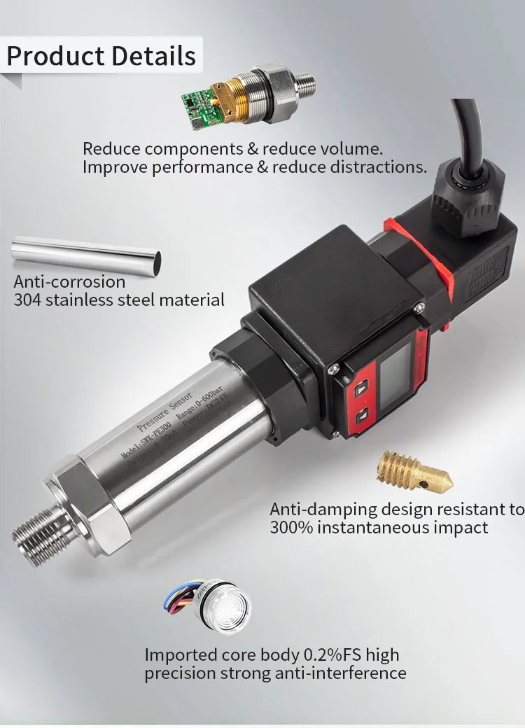 Digital Pressure Transducer RS485 0-10V 4-20mA Digital Pressure Transmitter 0-4bar 0-100bar M20*1.5 Pressure Sensor Transmitter