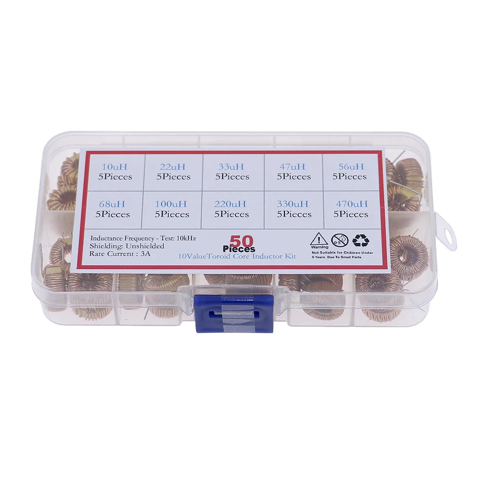 50pcs 10Models Toroid Core Inductor 10uH-470uH  Winding Magnetic Inductance Assorted kit
