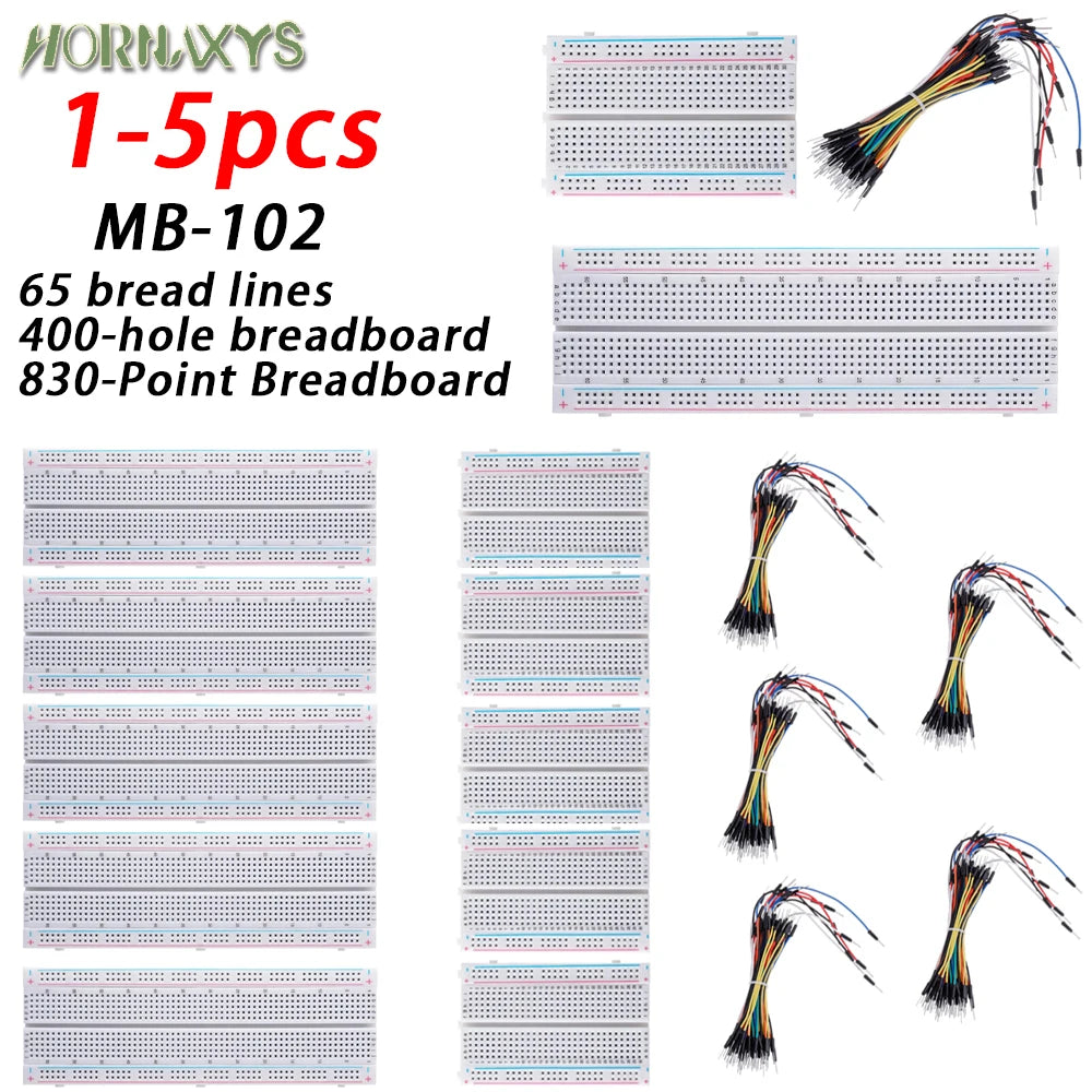 MB-102 Prototype Breadboard 400 830 Points Solderless PCB Bread Board Jumper Wires Cable Board DIY Dupont Wire for Arduino Kit