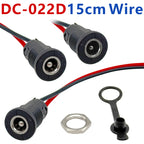 5.5*2.1mm/5.5*2.5mm 10A High Current DC Power Socket DIY Waterproof Connector with Nut Snap / 15cm Wire / Waterproof Cap