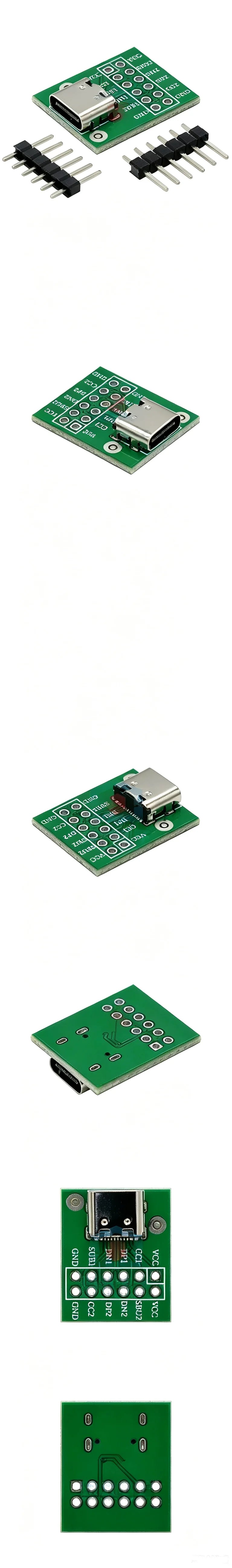 Type‑C USB Female To DIP Pin Header Adapter Board Pre‑Welded USB‑C Socket Breakout Module for Arduino Power Supply Debugging