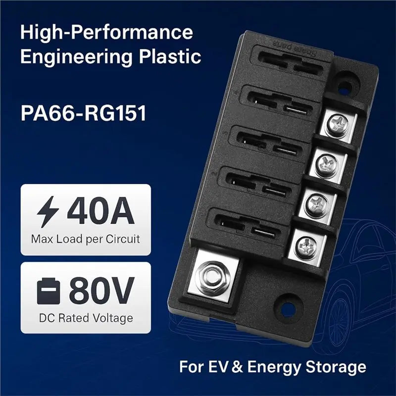 AB34-4 Circuit Blade Fuse Box, 150A Total, 12V/24V/48V DC Distribution For Automotive & EV Auxiliary