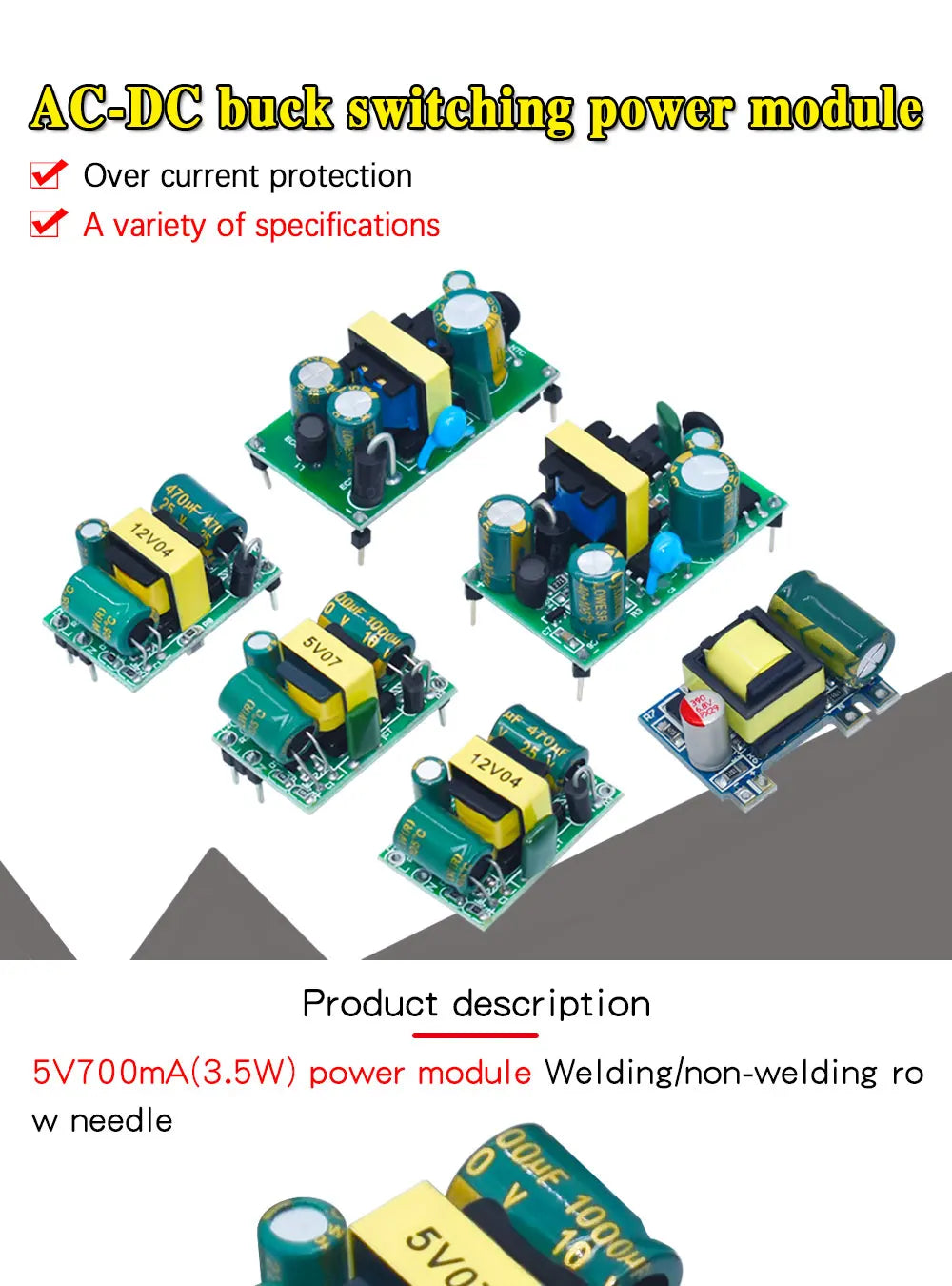 AC-DC 3.3V/5V/12V Precision Buck Converter AC 220v to 5v DC step down Transformer power supply module 1A 12W